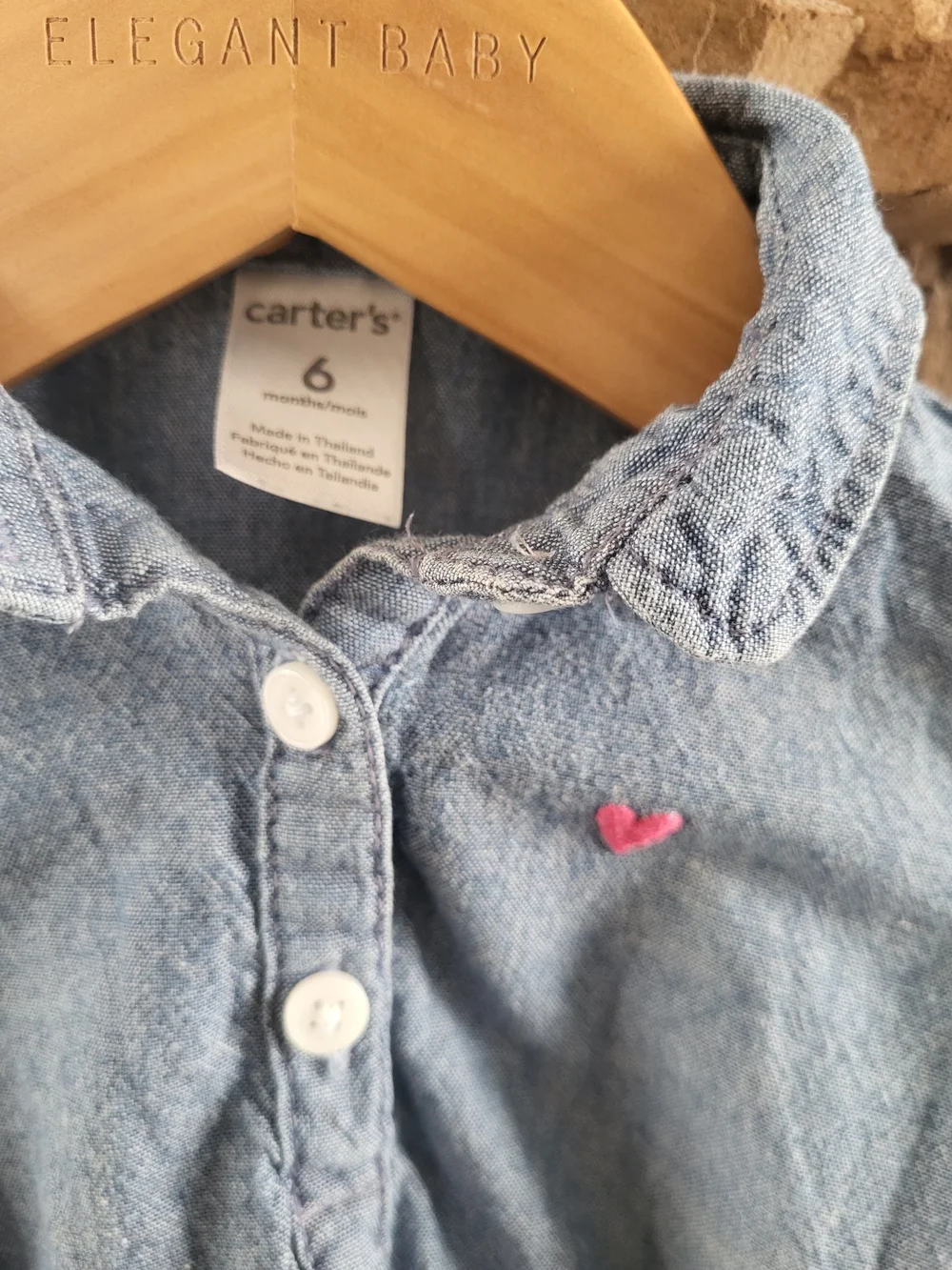 Carter's Denim Peplum Top with Pink Heart